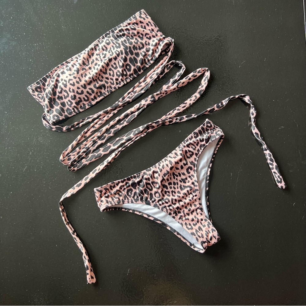 NEW Leopard Print Long Strappy Bikini Set